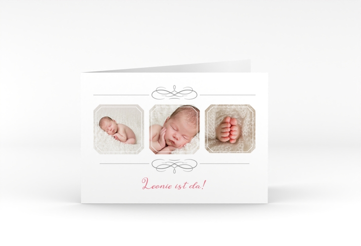Geburtskarte Lullaby A6 Klappkarte quer rosa