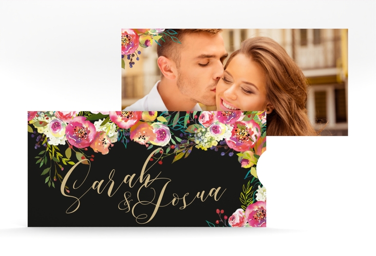 Hochzeitseinladung Flowerbomb Einsteckkarte schwarz