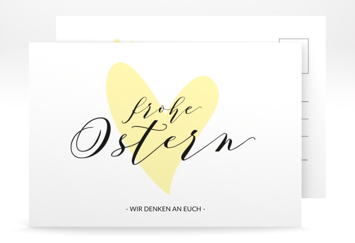 Osterkarte Osterherz A6 Postkarte gelb hochglanz