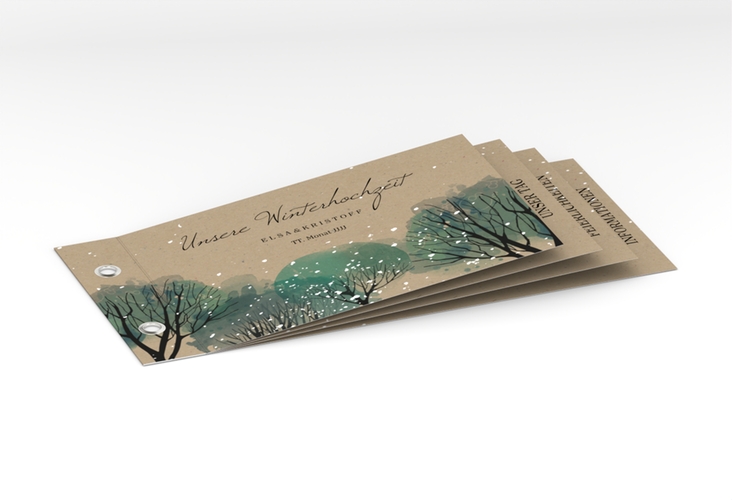 Hochzeitseinladung Winterhochzeit Booklet Kraftpapier hochglanz