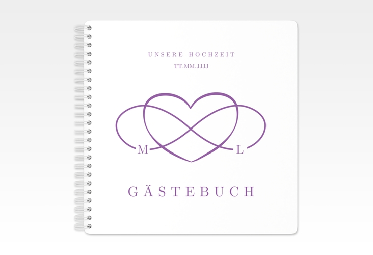 Gästebuch Hochzeit Infinity Ringbindung lila
