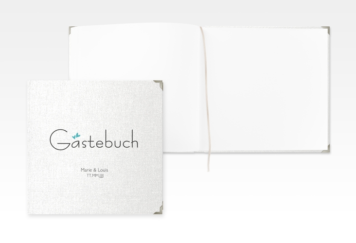 Gästebuch Selection Hochzeit Twohearts Leinen-Hardcover tuerkis