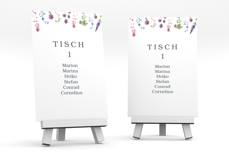 Tischaufsteller Hochzeit Wildblumen Tischaufsteller weiss