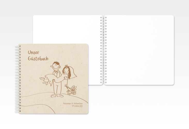 Gästebuch Hochzeit Pisa Ringbindung beige