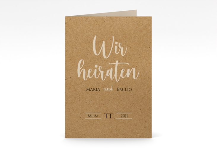 Einladungskarte Hochzeit Noble A6 Klappkarte hoch mit elegantem Schriftzug