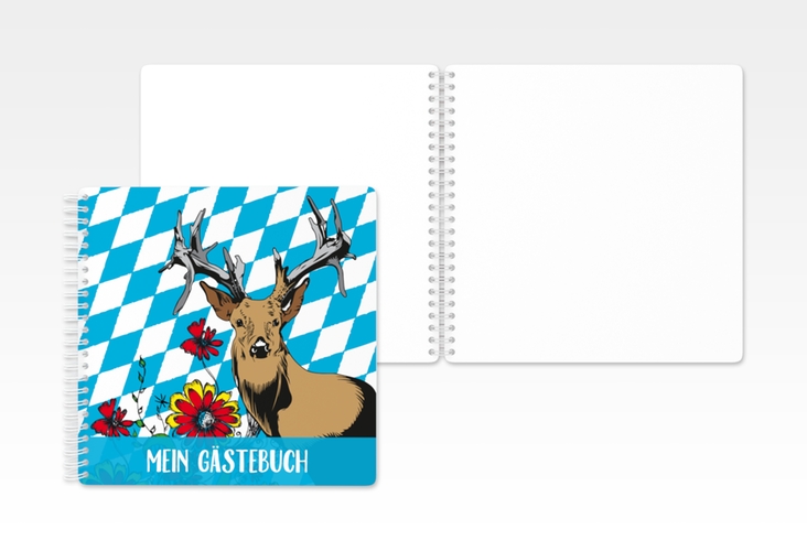 Gästebuch Geburtstag Platzhirsch Ringbindung blau