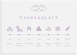 Klick: Details zu Tagesablauf Leinwand Hochzeit "Infinity" anzeigen Tagesablauf Leinwand Hochzeit Infinity 70 x 50 cm Leinwand lila