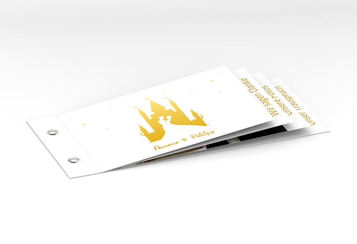 Danksagungskarte Hochzeit Castle Booklet gold hochglanz