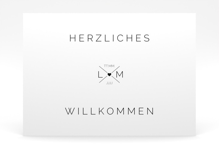 Willkommensschild Poster Initials 70 x 50 cm Poster schwarz mit Initialen im minimalistischen Design