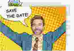 Save the Date-Postkarte Geburtstag Popart Man A6 Postkarte gelb