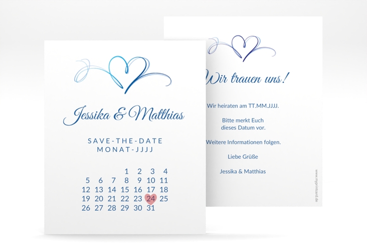 Save the Date-Kalenderblatt Envie Kalenderblatt-Karte blau