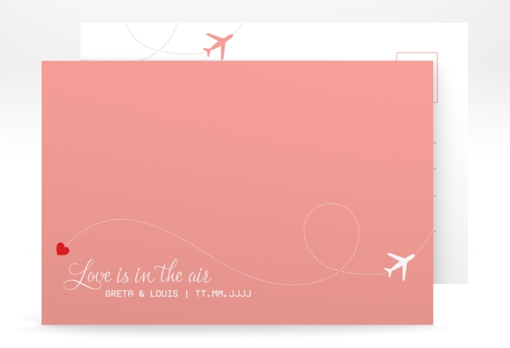 Save the Date-Postkarte Weddingpass A6 Postkarte rosa hochglanz