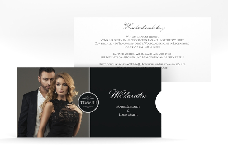 Hochzeitseinladung Elegancy Einsteckkarte schwarz