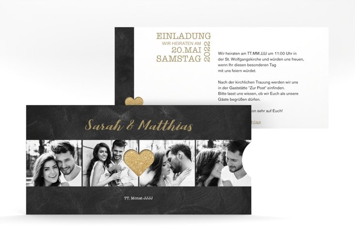 Hochzeitseinladung Sparkly Einsteckkarte gold