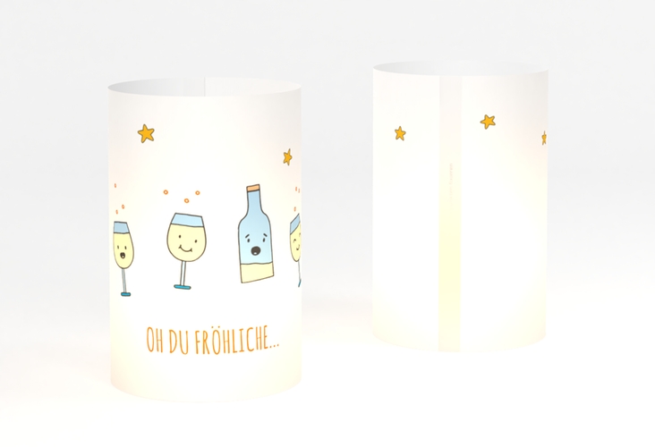 Windlicht Weihnachten Weihnachtspunsch Windlicht gelb mit singenden Getränken im Cartoon-Stil