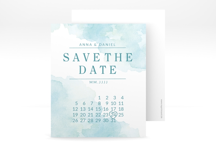 Save the Date-Kalenderblatt Blush Kalenderblatt-Karte tuerkis hochglanz