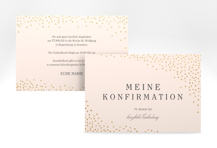 Einladung Konfirmation Glossy A6 Karte quer rosa hochglanz