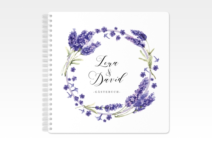 Gästebuch Hochzeit Lavendel Ringbindung