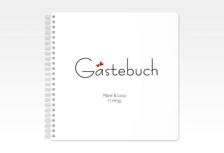Gästebuch Hochzeit Twohearts Ringbindung rot