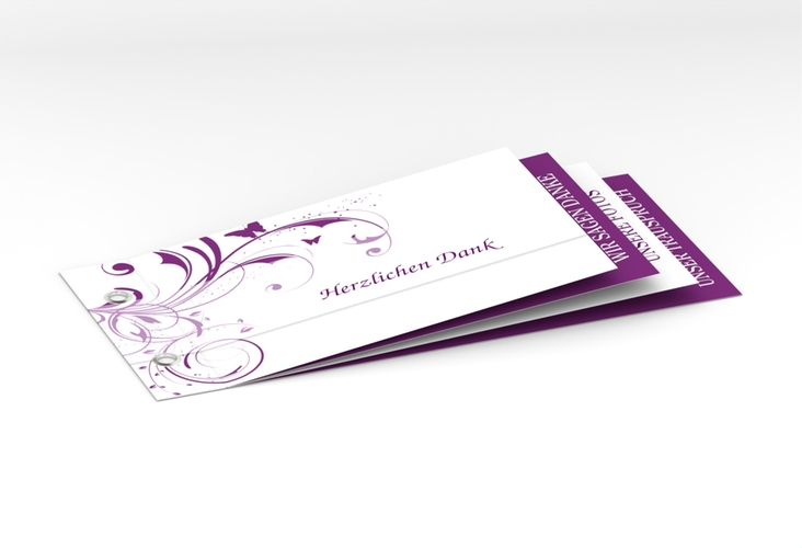 Danksagungskarte Hochzeit Palma Booklet lila hochglanz