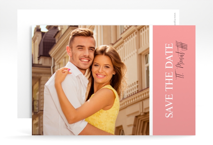 Save the Date-Karte Classic A6 Karte quer rosa