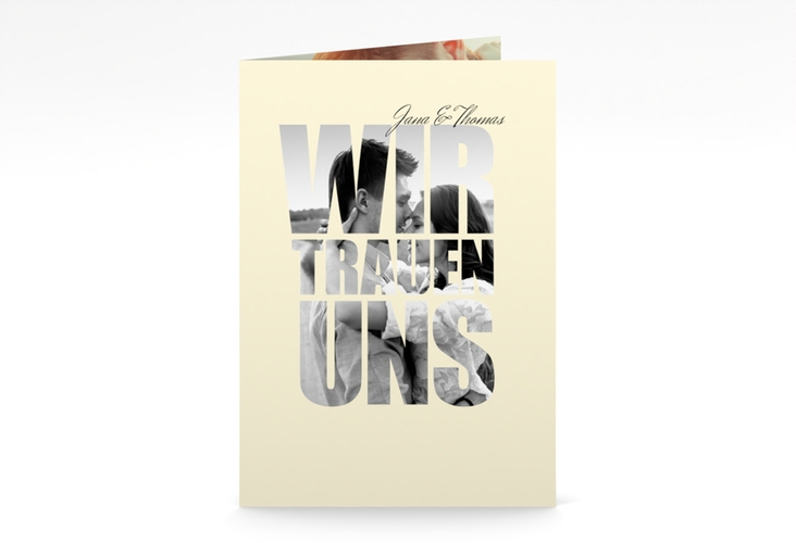 Kirchenheft Hochzeit Letters A5 Klappkarte hoch beige