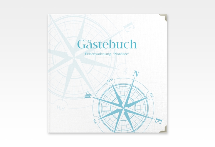 Gästebuch Selection Ferienwohnung Nordsee Leinen-Hardcover tuerkis mit Windrose