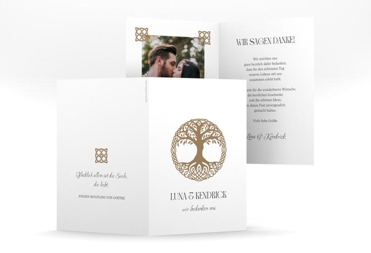 Dankeskarte Hochzeit Lebensbaum A6 Klappkarte hoch im Stil der Kelten und Wikinger