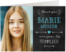 Danksagung Jugendweihe Type A6 Klappkarte quer blau