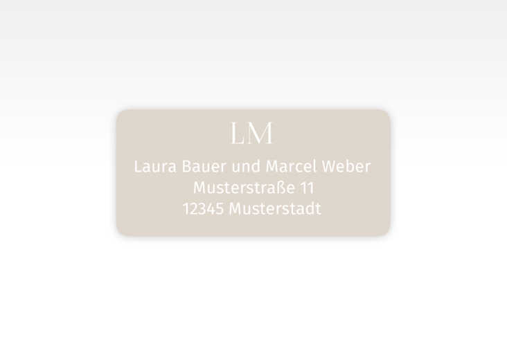 Absenderetikett Hochzeit Monogramm 45,7 x 21,2 mm beige