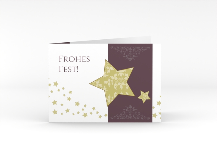 Geschäftliche Weihnachtskarte Peaceful A6 Klappkarte quer lila hochglanz