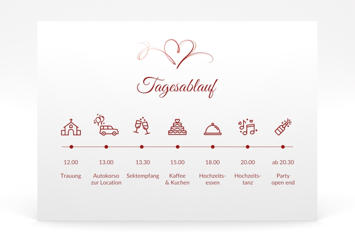 Tagesablauf Poster Hochzeit Envie 70 x 50 cm Poster rot