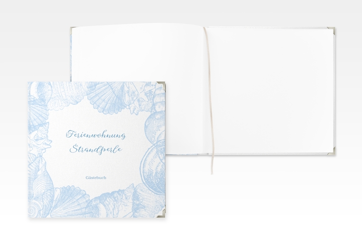 Gästebuch Selection Ferienwohnung Strandperle Leinen-Hardcover mit Muschel-Rahmen