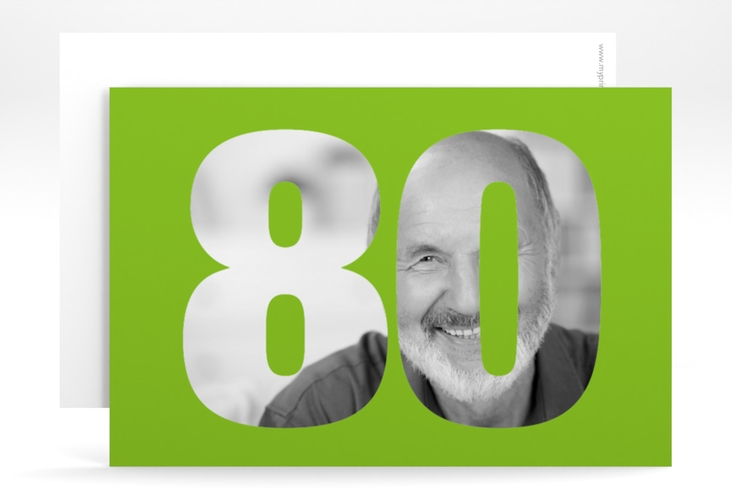 Einladung 80. Geburtstag Numbers A6 Karte quer gruen
