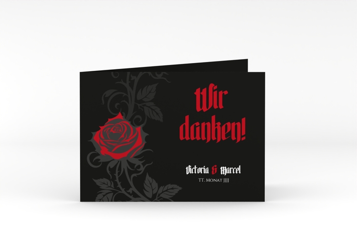 Danksagungskarte Hochzeit Red Rose A6 Klappkarte quer