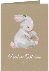 Osterkarte Hasenliebe A6 Klappkarte hoch Kraftpapier
