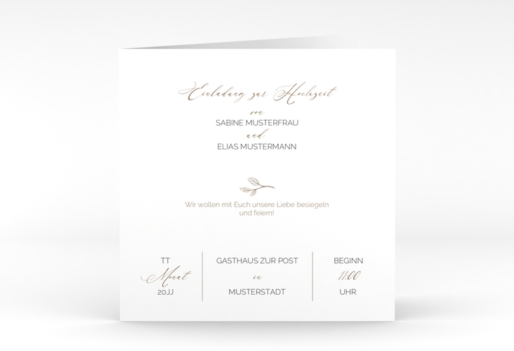 Hochzeitseinladung Plain quadr. Klappkarte weiss hochglanz