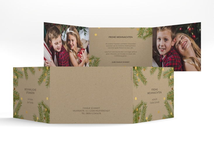 Weihnachtskarte Advent A6 Doppel-Klappkarte Kraftpapier hochglanz