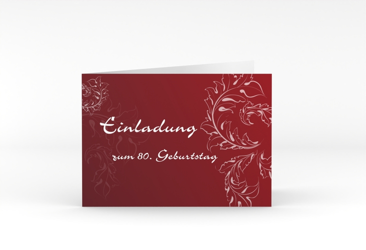 Einladung 80. Geburtstag Peter/Petra A6 Klappkarte quer rot