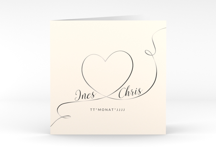 Hochzeitseinladung Dolce quadr. Klappkarte beige hochglanz