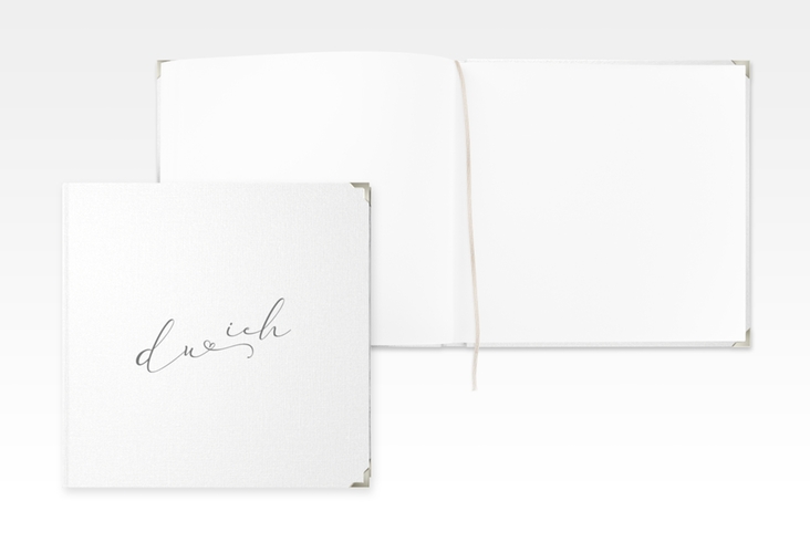 Gästebuch Selection Hochzeit Zweisamkeit Leinen-Hardcover weiss im minimalistischen Stil mit Aufschrift du & ich