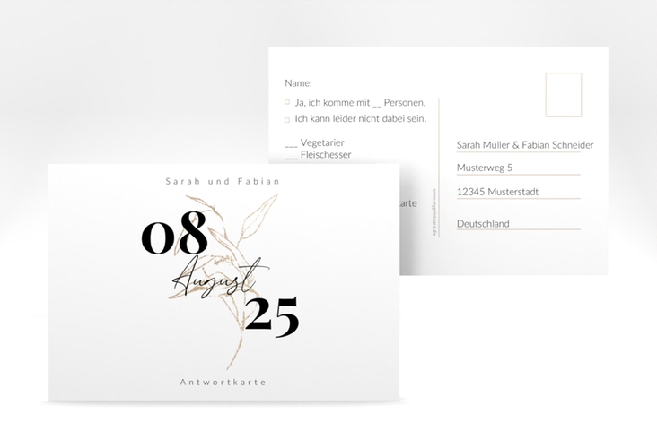 Antwortkarte Hochzeit Seed A6 Postkarte weiss hochglanz