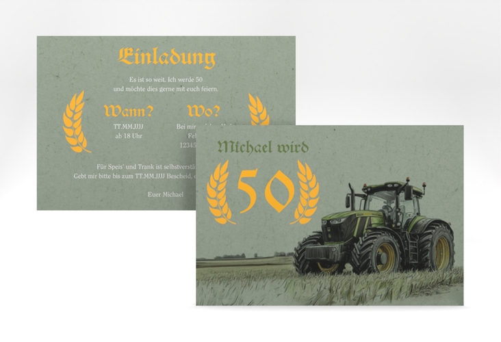 Einladung 50. Geburtstag Trekker A6 Karte quer