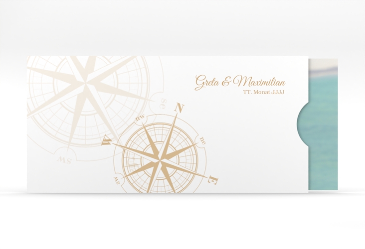 Hochzeitseinladung Windrose Einsteckkarte beige