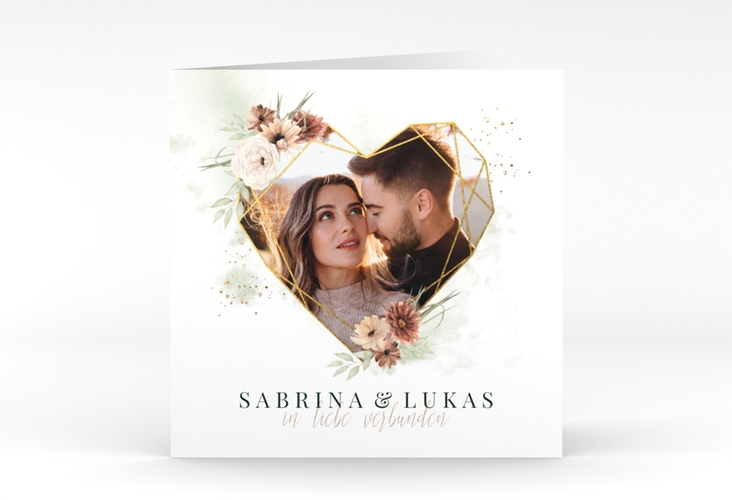 Hochzeitseinladung Odeur quadr. Klappkarte mit Foto in Herzform