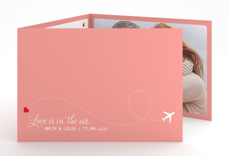Hochzeitseinladung Weddingpass A6 Doppel-Klappkarte rosa