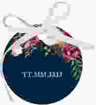 Geschenkanhänger Hochzeit Flowers Geschenkanhänger, rund blau mit bunten Aquarell-Blumen