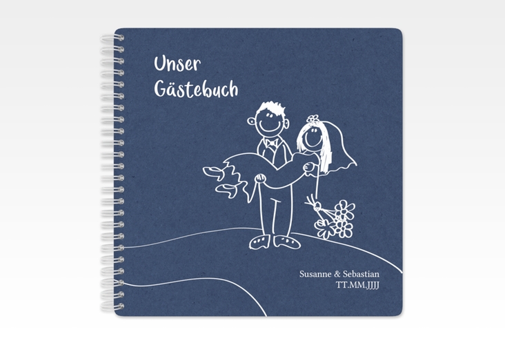 Gästebuch Hochzeit Pisa Ringbindung blau