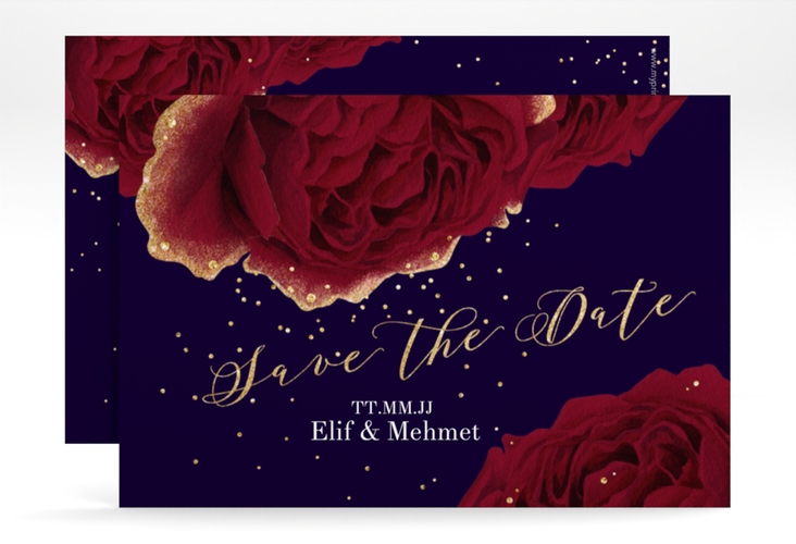 Save the Date-Karte Cherie A6 Karte quer schwarz hochglanz