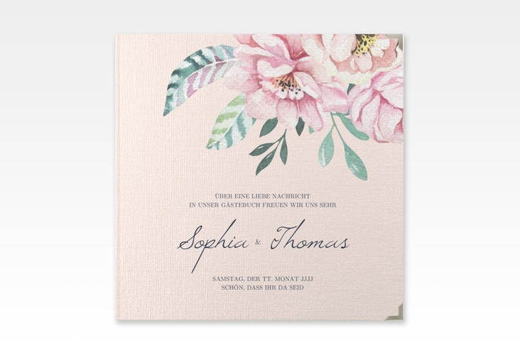 Gästebuch Selection Hochzeit Blooming Leinen-Hardcover rosa